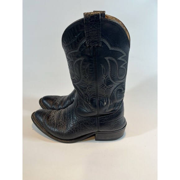 Nocona Cowboy Boots Size 8 E Black Leather Vintage - Picture 2 of 15